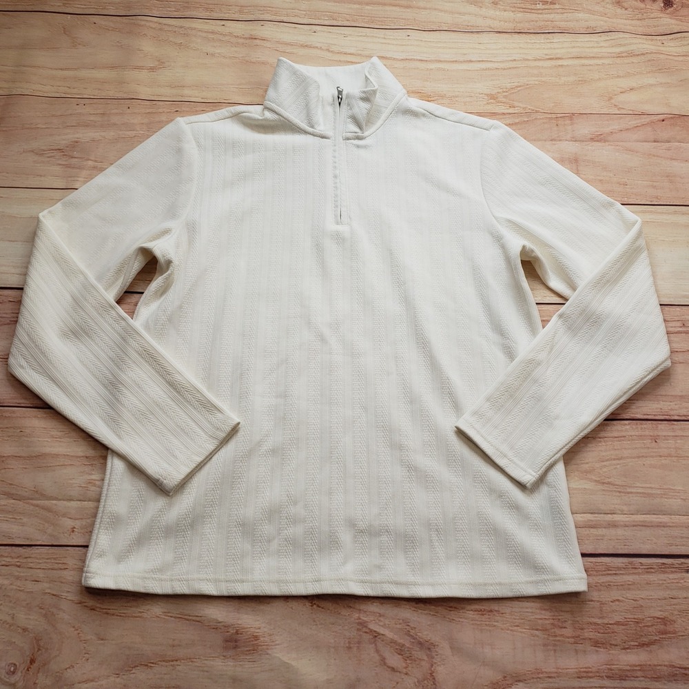 Thomas Sterling Mens Quarter Zip Pullover Mens M Cream White Performance Stretch